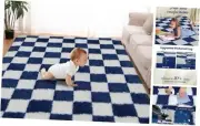 Super Soft Rug for Bedroom, 4x6 ft Area Rug Classic 4x6Feet Blue and White