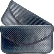 Oliman 2 Pack Faraday Bags. RFID Signal Blocking Bag for Cell Phones and Car Keys, Carbon Fiber Material Shielding Case & Key Fob, Anti-Tracking Anti-Hacking Anti-Spying Case Blocker Black