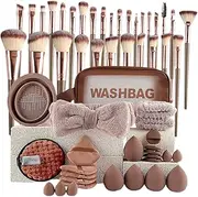 Makeup Brushes Foundation Set | 56X Foundation Blush Concealer Brushes Kit - Beauty Tools Accessories with Blender Sponge for Home, Travel, Outdoor