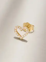 [Sydney Evan] Sydney Evan - Open Heart Small 14-karat Gold Diamond Single Earring - One size One size Gold