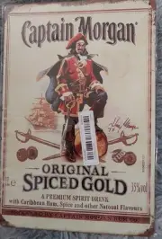 Captain Morgan Original spice gold. Predistressed almost 6x12 Metal Sign.