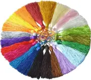 100 Tassel Charms Bookmarks Silky Long 5" Assorted Mix BULK Set 25 colors