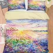 3D Blue Flower Field 396 Bed Pillowcases Quilt Queen Size