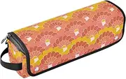 [sanluoli] Hair Tool Travel Bag with Heat Resistant Mat Hair Tools Organizer Storage Bag Ethnic Bohemia Waves Orange