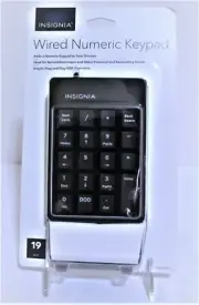 19 Numeric Keypad Insignia Wired USB Connection Keys with Green LED Light