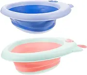Kisangel 2pcs Portable Wash Basins Collapsible Face Bathtub with Cute Cartoon Design Lightweight and Space Saving for Home and Travel Use Easy to Hang and Store