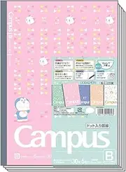 Showa Notebook Doraemon 119214004 Campus Notebook, Dots, B Ruled, Pack of 5