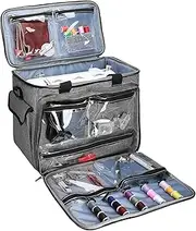 [ProCase] Sewing Machine Tote Bag, Universal Carrying Case for Most Standard Size Sewing Machine Brother, Singer and Janome, with Sewing Accessories Storage Pockets and Shoulder Strap -Grey