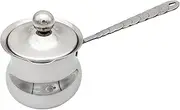 YWJLQH Coffee Pot Heating Long Handle Easy to Clean Stainless Steel Milk Frothing Comfortable Grip Milk Warmer Butter Melting Jug, C