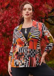 [TS] Taking Shape Relax Print Ponte Blazer Size 14 in Print - Plus Size Women's Coats & Jackets Print