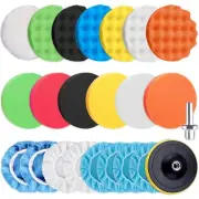 23 Pieces 5 Inch Buffing Pads Car Polisher Bonnets Foam Polishing Pad Kit Wax...