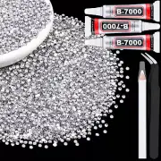6000Pcs 3Mm Resin Rhinestones with 3Pcs 10Ml B7000 Jewelry Glue for Crafting, Cl