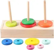 1Set Wooden Tower Educational for Large Colorful Ring Puzzle for and Sturdy Design for Fun Learning and Development