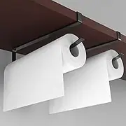 Paper Roll Holder, KIKISML 2 Pack Paper Towel Holder Cabinet Hanging Kitchen Roll Hanger Dispenser Storage Rack Towel Necktie Bedroom Toilet Organization Storage [No Drilling No Tool Required], Black