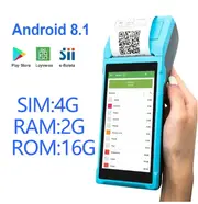 Q3Pro Handheld PDA 4G Android 8.1 POS Machines Portable Electronic Ticket Printer Receipt All In One Handheld Business Register Q1 Blue