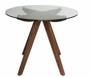 Amber Collection | Round Glass Dining Table | 90cm - Walnut