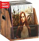 Vinyl Record Storage Box Case Crate Holds Up to 60 Albums Metal Wooden LP Holder