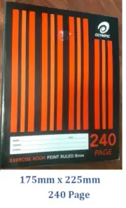 Olympic 140781 Exercise Book 240 Page FEINT RULED 8mm E2824 175mm x 225mm B336