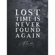 Slate Quote Benjamin Franklin Lost Time XL Wall Art Canvas Print