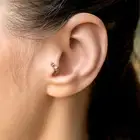 14K Solid Gold Diamond Chain Tragus Ring with Clicker Closure Cartilage Piercing