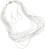 [WRITWAA] Rice Bead Necklace Earrings Vintage Necklace Jewelry Kit Jewlery Beads Statement Necklace Beads Earring Crystals Beads White Beaded Necklace Boho Earrings Beaded Necklaces