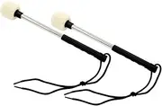 CIMAXIC 2Pcs Stainless Steel Handle Wool Felt Drum Mallets for Snare Percussion Instruments Comfortable Grip Traditional Sound for Musicians and Drum Enthusiasts