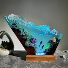 Manatees and scuba diver resin lamp, ocean resin epoxy, custom night light