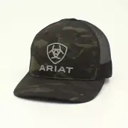 Ariat Mens Baseball Cap R112 Snap Back Camo Rubber Logo
