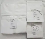 Pottery Barn King / Cal. King Essential 300TC Flat Sheet + Euro 2-Shams White