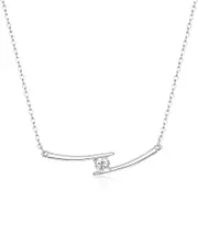 Genevive Silver CZ Double Bar Necklace
