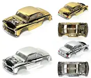 2pc AFX-tras 1949 MERCURY HOT ROD COUPE TOMY/AFX Body Mount LIQUID GOLD + SILVER