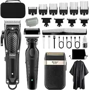 KEMEI Professional Hair Clippers for Men, Cordless Barber Clipper T-Blade Beard Trimmer Foil Shaver Set, Rechargeable Electric Fade Clipper Hair Cutting Kit, KM-1071, KM-2299, KM-2024