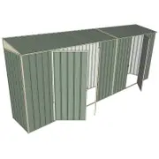 Build-a-Shed 0.8 x 5.2 x 2m Skillion Shed with Double and Single Hinged Side Doors - Green