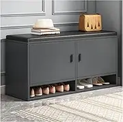 Upholstered Footstool Nordic Shoe Changing Stool Home Shoe Cabinet with Soft Bag Cushion Entryway Wearing Shoe Stool Door Long Sofa Stool Shoe Rack 100 * 30 * 50cm,White (Black)