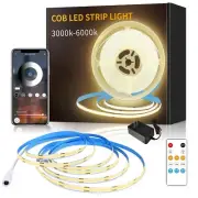 16.4ft COB LED Strip Lights 3000K Warm White Dimmable DC 24V Flexible LED Tap...