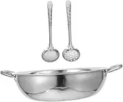 Alipis 1 Set Stainless Steel Divided Hot Pot with Soup Ladle Strainer Quick Heating Cooking Pan for Family Gatherings Social Events Spacious Dual Compartment Design for Varied Flavors