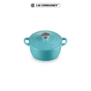 【Le Creuset】琺瑯鑄鐵鍋圓鍋 18cm(土耳其藍-鋼頭-內鍋黑)