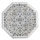 15" marble Inlay Floral Side Table top semi precious Gemstones Handmade Decor