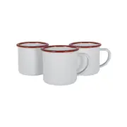 Argon Tableware White Enamel Espresso Cups - Steel Outdoor Camping Tea Coffee Cup - 130ml - Pack of 6