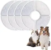 Pack of 4 Cat Fountain Filters, Round Cat Fountain Filter, Drinker Filter for Cats, Round Replacement Filter for Dog/Cat Drinkers with Activated Carbon