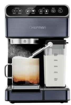 Chefman 6-in-1 Espresso Machine with Steamer, Automatic One-Touch Coffee Maker,