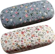 [TOGEVAL] 2pcs Portable Hard Shell Eyeglasses Case Floral Design Glasses Holder Shock Resistant Spectacle Box for Travel and Everyday Use