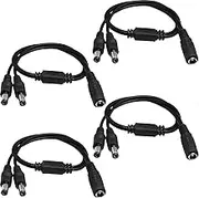 DC Y Splitter Cable 4PCS 1 Male to Dual Female 5.5mm x 2.1mm DC Power Extension Adapter Cable for CCTV Surveillance Cameras,Surveillance Routers,DVR,and More, DC Power Adapter Splitter Cable