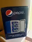 Pepsi Mini Refrigerator Portable Cooler Compact Travel Fridge 6-Cans Blue NEW