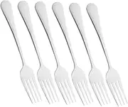 OHPHCALL Practical Stainless Steel Steak Forks Salad Forks 6-Piece Set for Kitchen