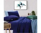 Elan Linen 100% Egyptian Cotton Vintage Washed 500TC Navy Blue Single Bed Sheets