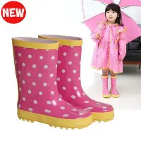 在飛比找Yahoo!奇摩拍賣優惠-【小阿霏】可愛粉色點點兒童時尚雨鞋 學生公主雨靴 女童時尚雨