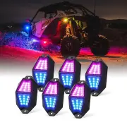 6x RGB LED Rock Lights Kit Neon Offroad Underglow Brake Turn Signal Dual Control