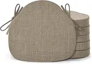 Shinnwa Kitchen Chair Cushions Set of 6, High-Resilience Foam Windsor Seat Pads, Dining Chair Cushions with Ties & Textured Cover, 6 Pack, 16.5 x 15.5 x 2, Light Brown