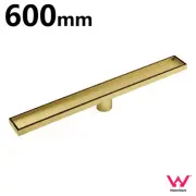 Brushed Gold 600mm Tile Insert Shower Grate Floor Drain 50mm Outlet Watermark